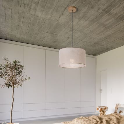 Brilagi - Lampadario a sospensione con filo ANTHONY 1xE27/60W/230V quercia/beige
