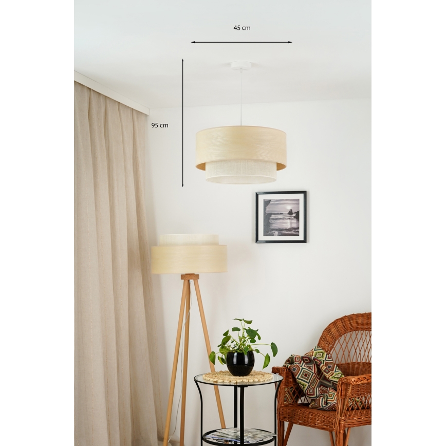 Brilagi - Lampadario a sospensione con filo ARIZONA BOHO 1xE27/15W/230V diametro 45 cm beige/bianco