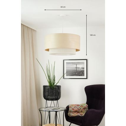 Brilagi - Lampadario a sospensione con filo ARIZONA BOHO 1xE27/15W/230V diametro 60 cm beige/bianco
