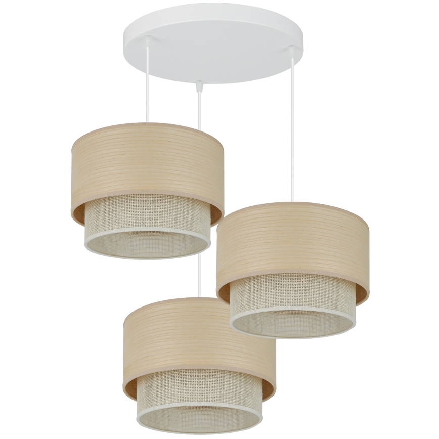 Brilagi - Lampadario a sospensione con filo ARIZONA BOHO 3xE27/15W/230V beige/bianco