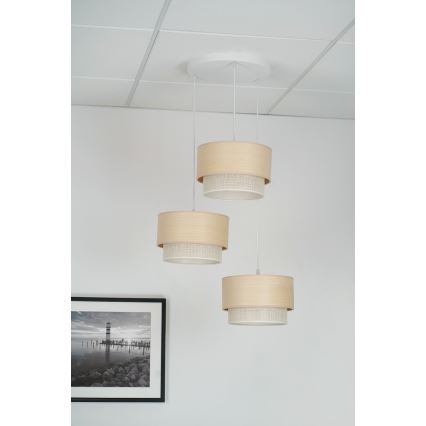 Brilagi - Lampadario a sospensione con filo ARIZONA BOHO 3xE27/15W/230V beige/bianco