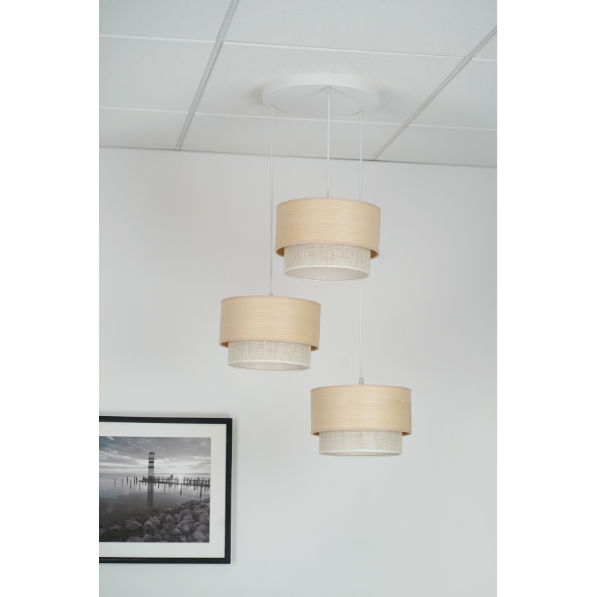 Brilagi - Lampadario a sospensione con filo ARIZONA BOHO 3xE27/15W/230V beige/bianco