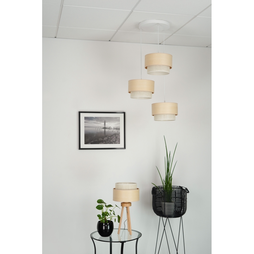 Brilagi - Lampadario a sospensione con filo ARIZONA BOHO 3xE27/15W/230V beige/bianco