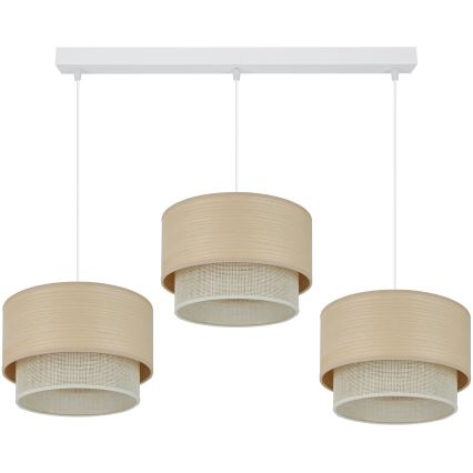 Brilagi - Lampadario a sospensione con filo ARIZONA BOHO 3xE27/15W/230V beige/bianco