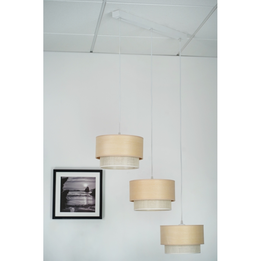 Brilagi - Lampadario a sospensione con filo ARIZONA BOHO 3xE27/15W/230V beige/bianco