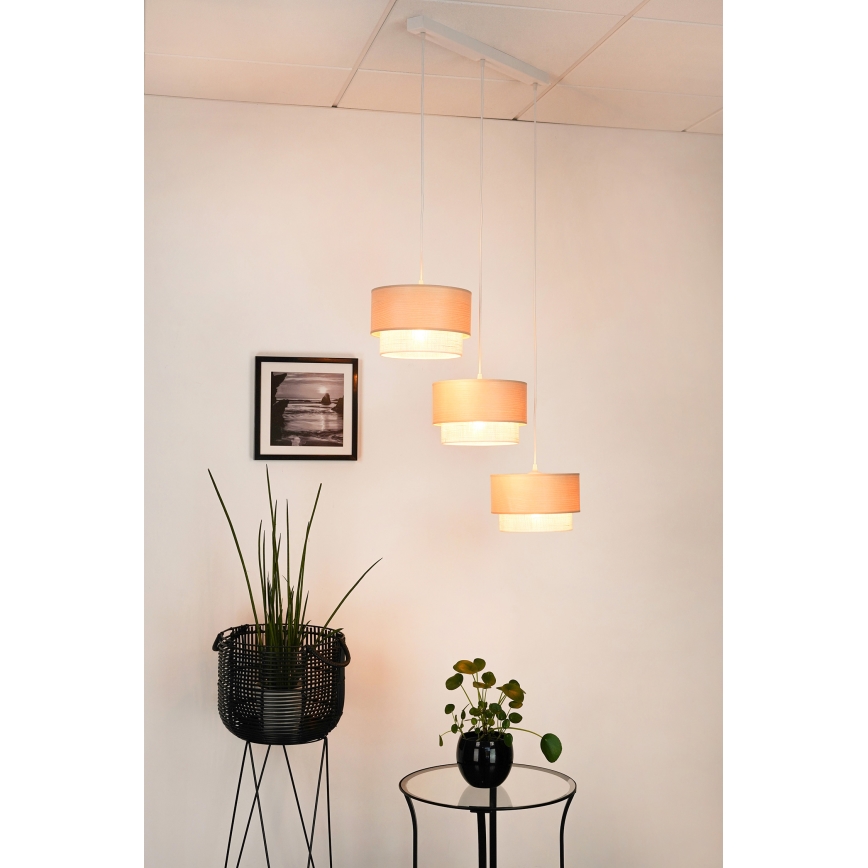 Brilagi - Lampadario a sospensione con filo ARIZONA BOHO 3xE27/15W/230V beige/bianco