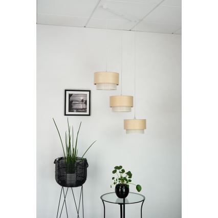 Brilagi - Lampadario a sospensione con filo ARIZONA BOHO 3xE27/15W/230V beige/bianco