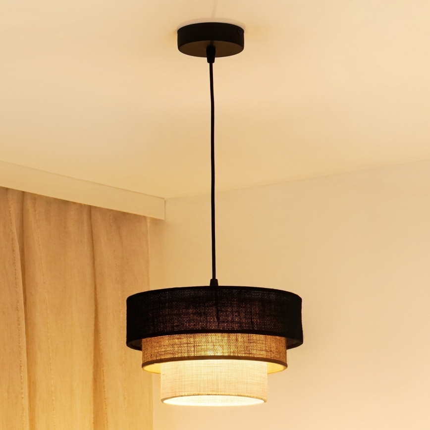 Brilagi - Lampadario a sospensione con filo ASPEN LUNETA 1xE27/15W/230V diametro 25 cm nero/beige/color crema