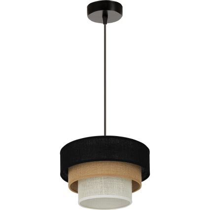 Brilagi - Lampadario a sospensione con filo ASPEN LUNETA 1xE27/15W/230V diametro 25 cm nero/beige/color crema