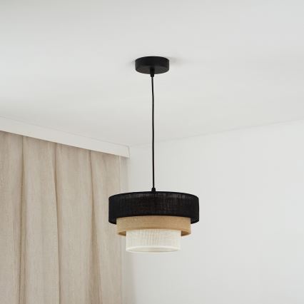 Brilagi - Lampadario a sospensione con filo ASPEN LUNETA 1xE27/15W/230V diametro 25 cm nero/beige/color crema