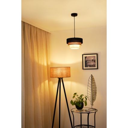 Brilagi - Lampadario a sospensione con filo ASPEN LUNETA 1xE27/15W/230V diametro 25 cm nero/beige/color crema