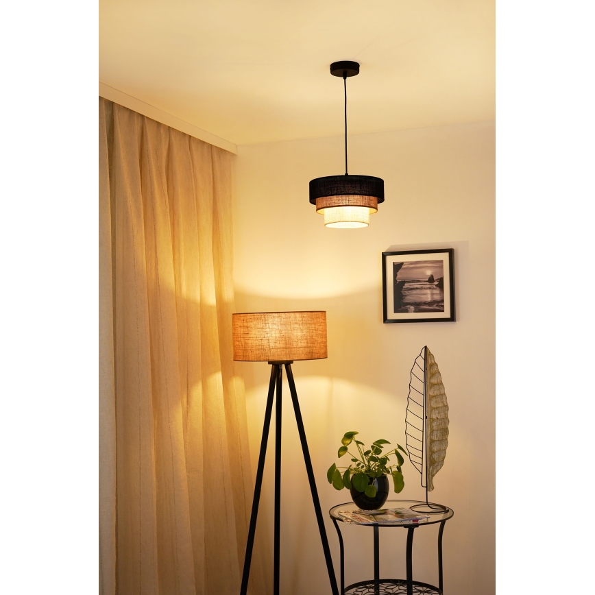 Brilagi - Lampadario a sospensione con filo ASPEN LUNETA 1xE27/15W/230V diametro 25 cm nero/beige/color crema