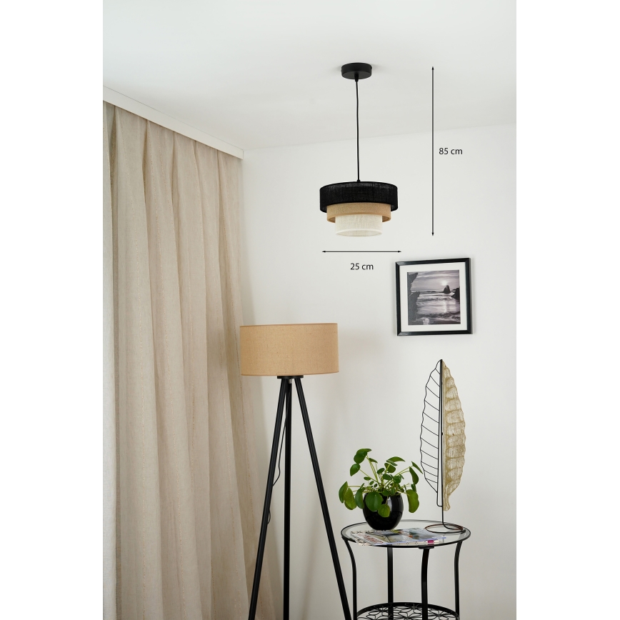 Brilagi - Lampadario a sospensione con filo ASPEN LUNETA 1xE27/15W/230V diametro 25 cm nero/beige/color crema