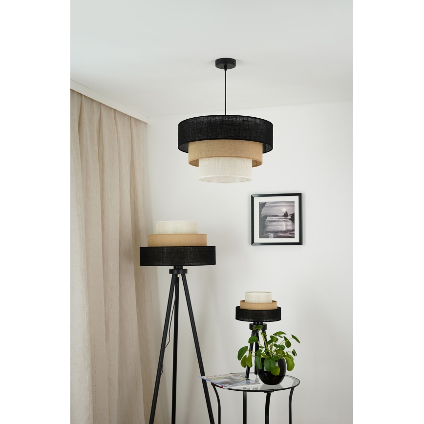 Brilagi - Lampadario a sospensione con filo ASPEN LUNETA 1xE27/15W/230V diametro 45 cm nero/beige/color crema