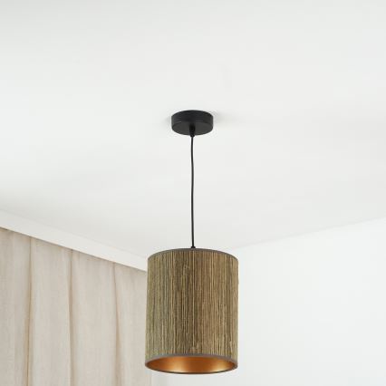 Brilagi - Lampadario a sospensione con filo BOSTON ROLLER 1xE27/15W/230V diametro 21 cm paglia marrone/oro