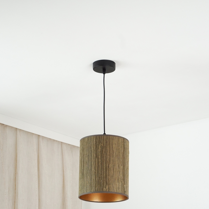 Brilagi - Lampadario a sospensione con filo BOSTON ROLLER 1xE27/15W/230V diametro 21 cm paglia marrone/oro