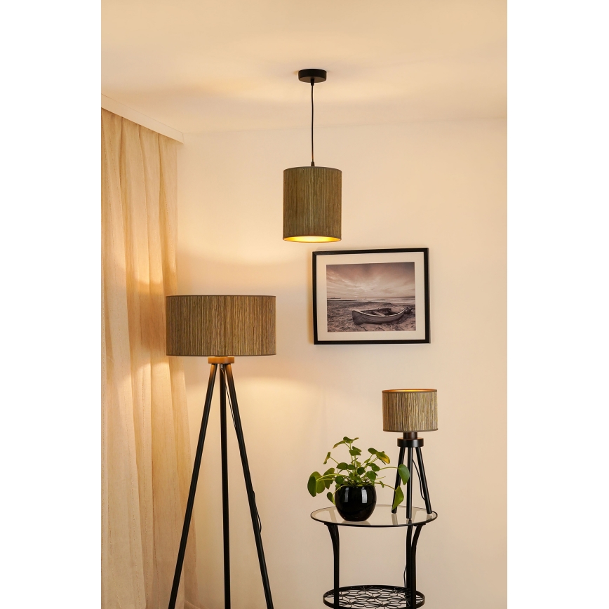 Brilagi - Lampadario a sospensione con filo BOSTON ROLLER 1xE27/15W/230V diametro 21 cm paglia marrone/oro