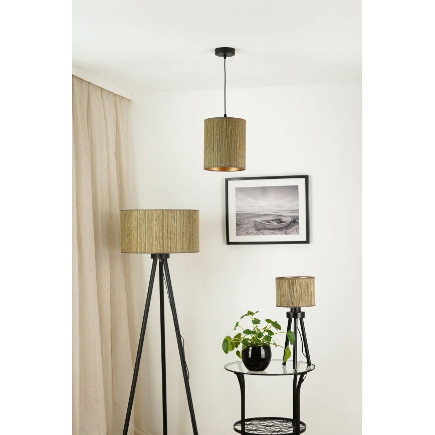 Brilagi - Lampadario a sospensione con filo BOSTON ROLLER 1xE27/15W/230V diametro 21 cm paglia marrone/oro