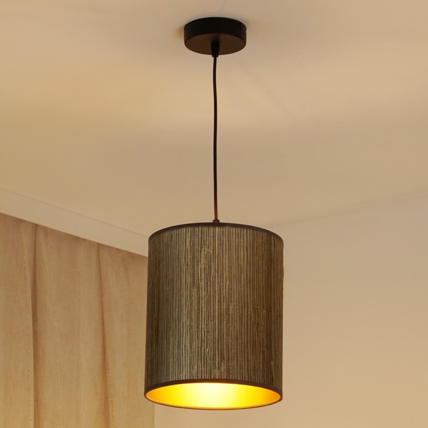 Brilagi - Lampadario a sospensione con filo BOSTON ROLLER 1xE27/15W/230V diametro 21 cm paglia marrone/oro
