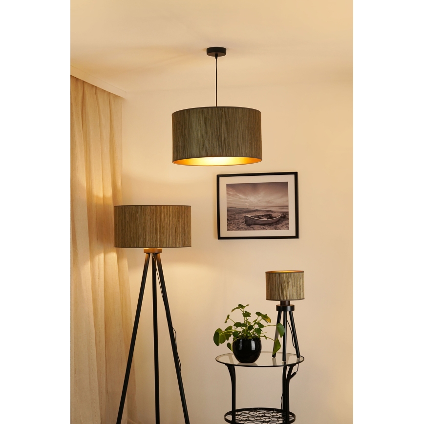 Brilagi - Lampadario a sospensione con filo BOSTON ROLLER 1xE27/15W/230V diametro 45 cm paglia marrone/oro