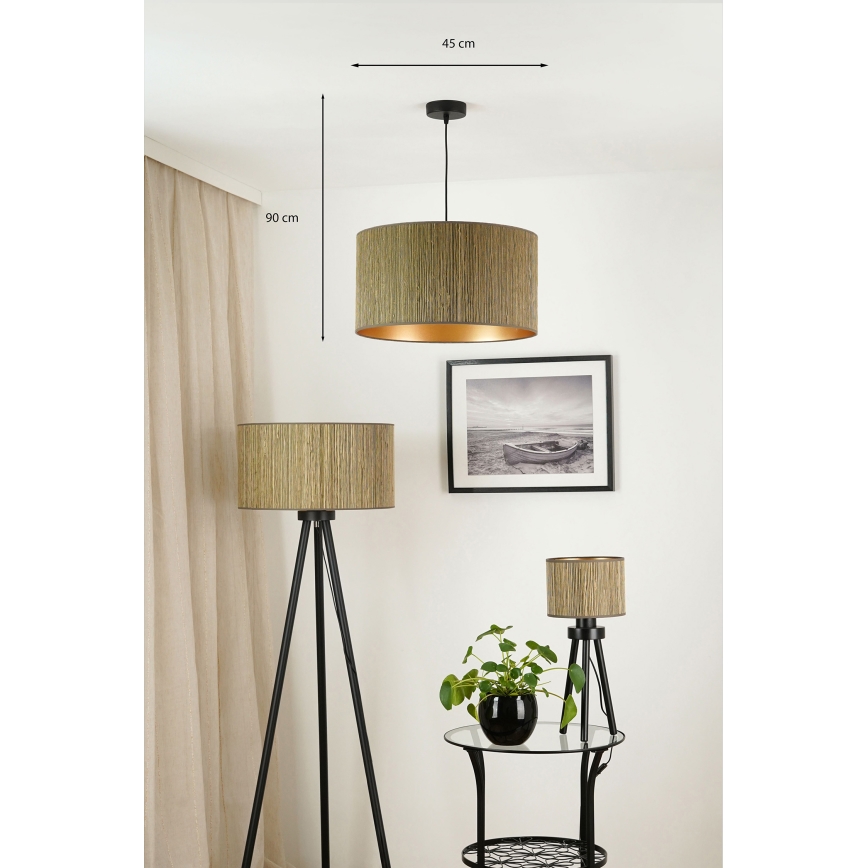 Brilagi - Lampadario a sospensione con filo BOSTON ROLLER 1xE27/15W/230V diametro 45 cm paglia marrone/oro