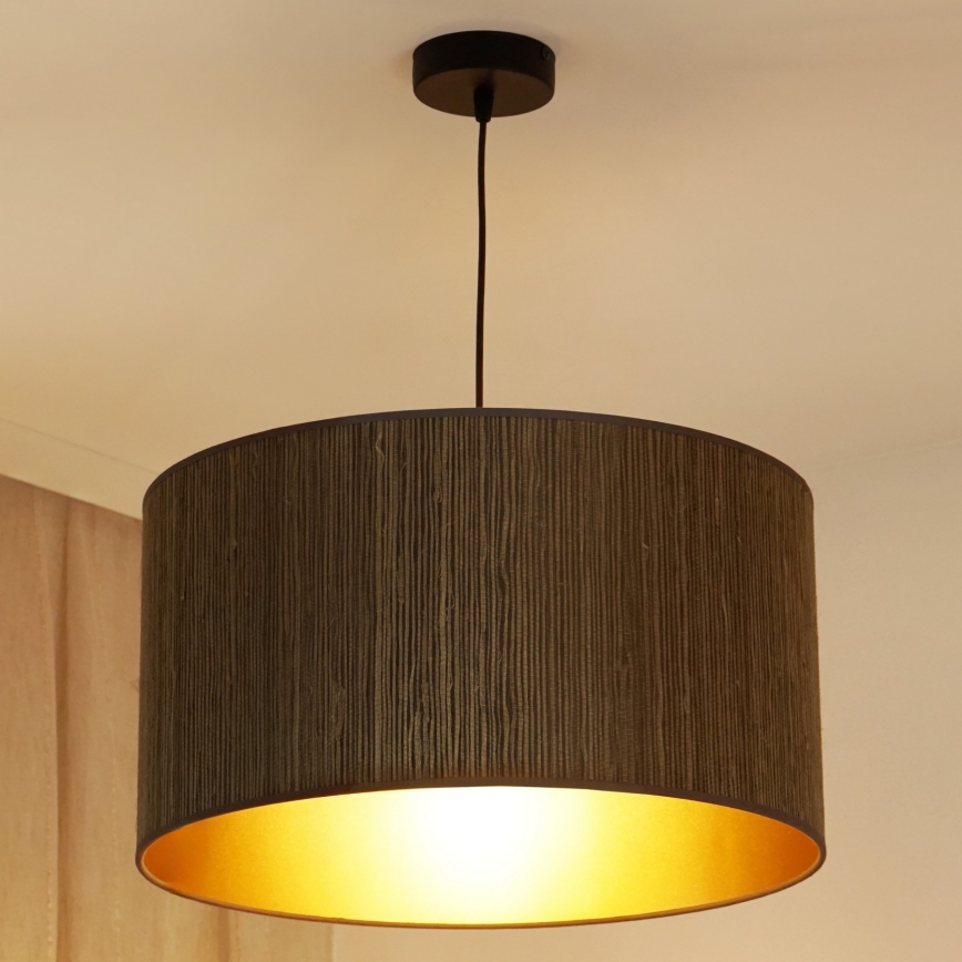 Brilagi - Lampadario a sospensione con filo BOSTON ROLLER 1xE27/15W/230V diametro 45 cm paglia marrone/oro