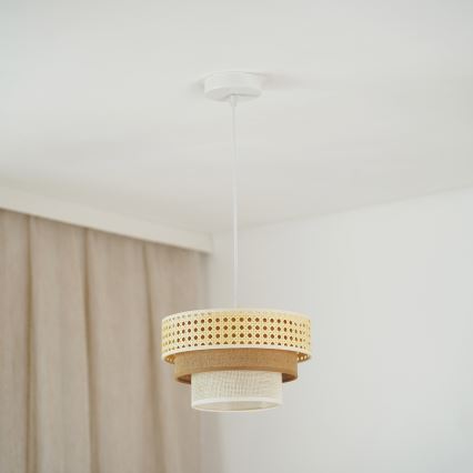 Brilagi - Lampadario a sospensione con filo CEDAR LUNETA 1xE27/15W/230V diametro 25 cm beige/marrone/color crema