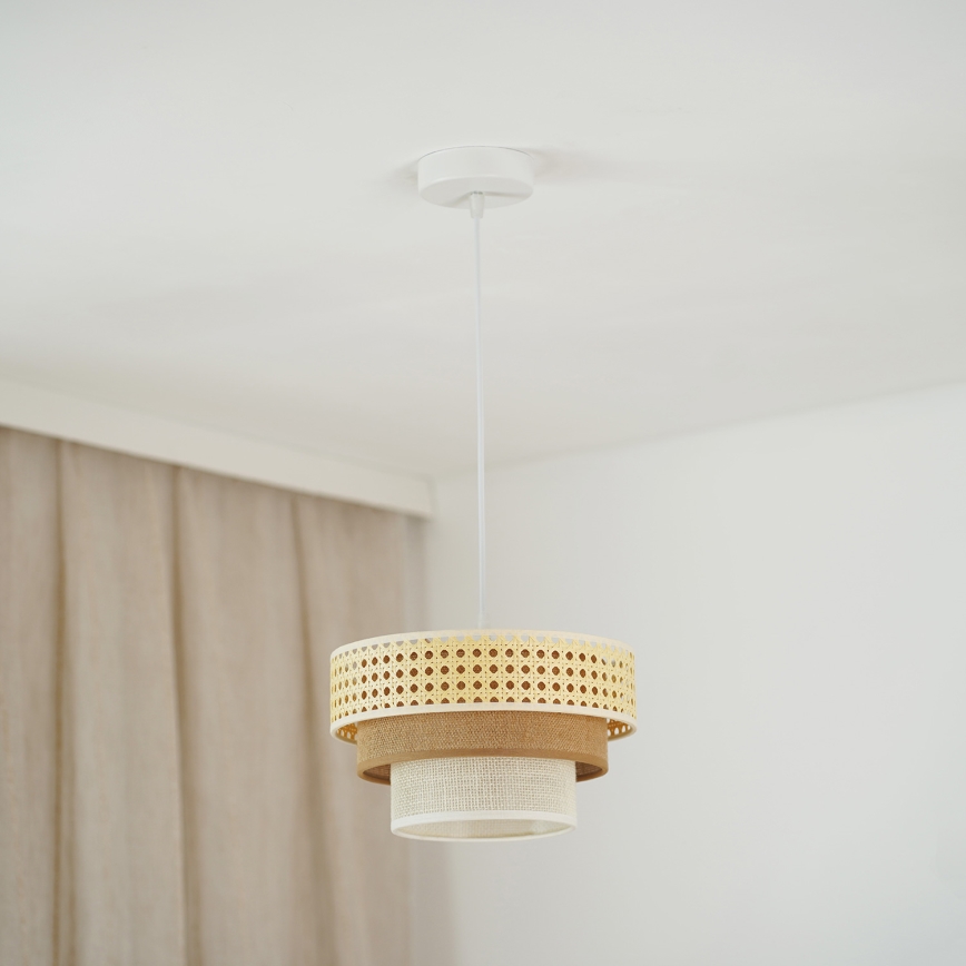 Brilagi - Lampadario a sospensione con filo CEDAR LUNETA 1xE27/15W/230V diametro 25 cm beige/marrone/color crema