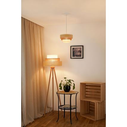 Brilagi - Lampadario a sospensione con filo CEDAR LUNETA 1xE27/15W/230V diametro 25 cm beige/marrone/color crema