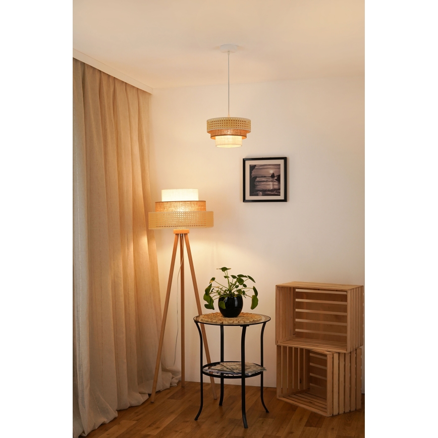 Brilagi - Lampadario a sospensione con filo CEDAR LUNETA 1xE27/15W/230V diametro 25 cm beige/marrone/color crema