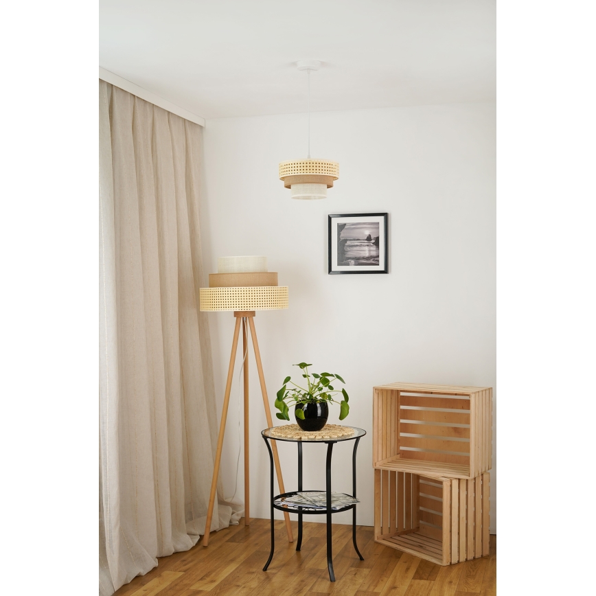 Brilagi - Lampadario a sospensione con filo CEDAR LUNETA 1xE27/15W/230V diametro 25 cm beige/marrone/color crema
