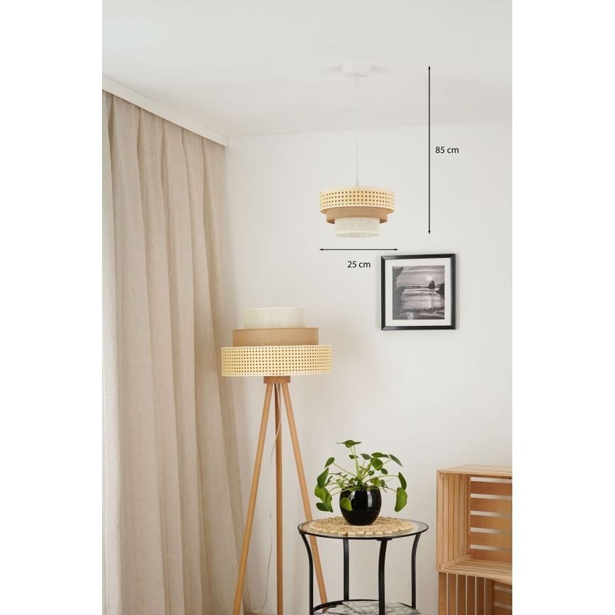 Brilagi - Lampadario a sospensione con filo CEDAR LUNETA 1xE27/15W/230V diametro 25 cm beige/marrone/color crema
