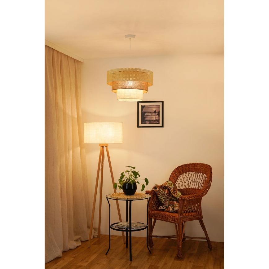 Brilagi - Lampadario a sospensione con filo CEDAR LUNETA 1xE27/15W/230V diametro 45 cm beige/marrone/color crema