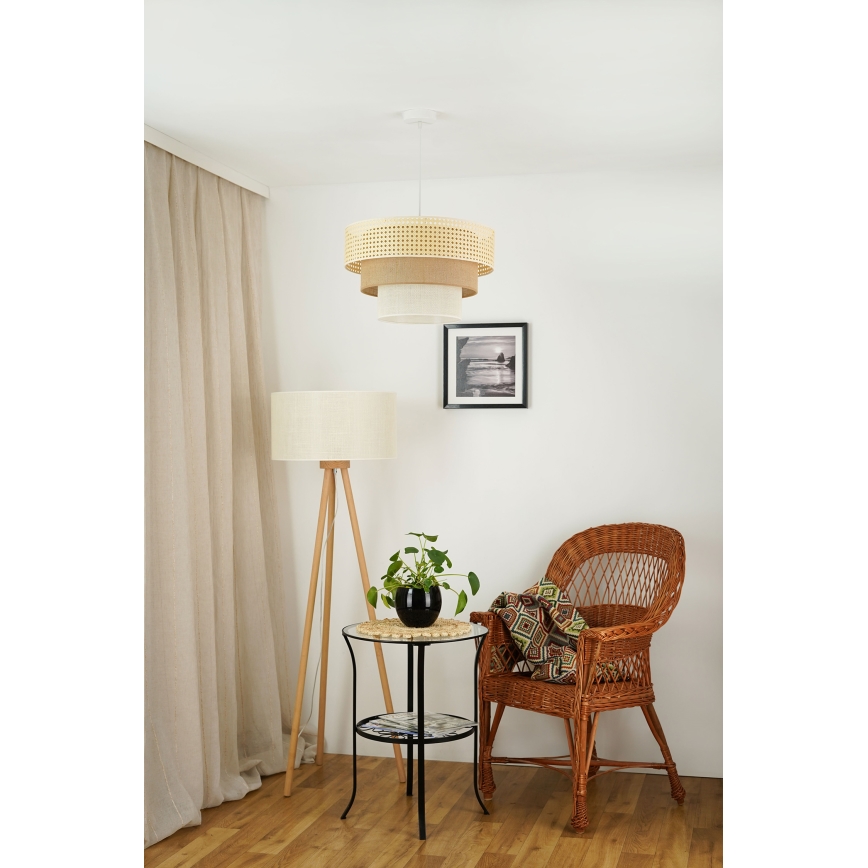 Brilagi - Lampadario a sospensione con filo CEDAR LUNETA 1xE27/15W/230V diametro 45 cm beige/marrone/color crema