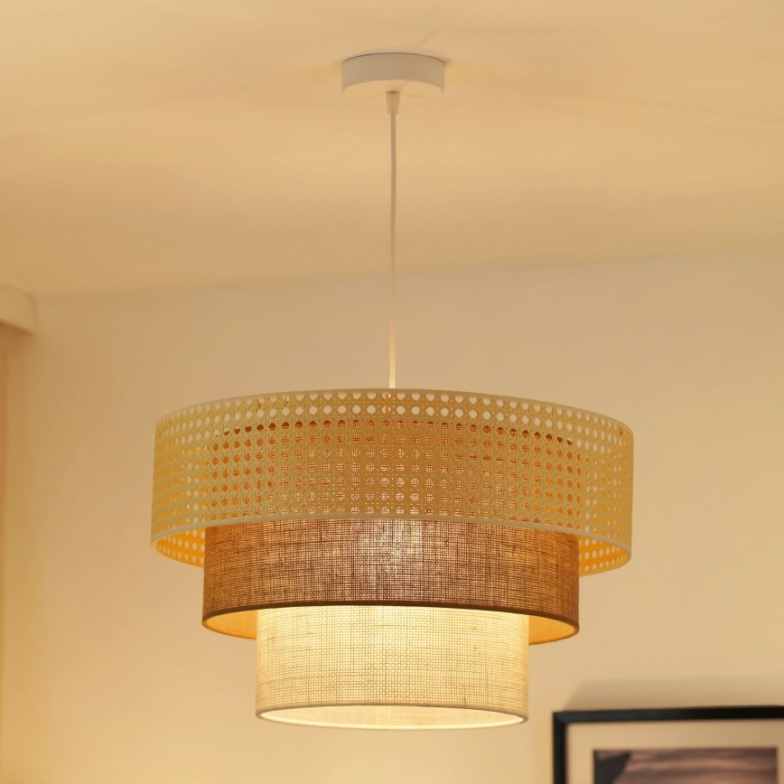 Brilagi - Lampadario a sospensione con filo CEDAR LUNETA 1xE27/15W/230V diametro 45 cm beige/marrone/color crema