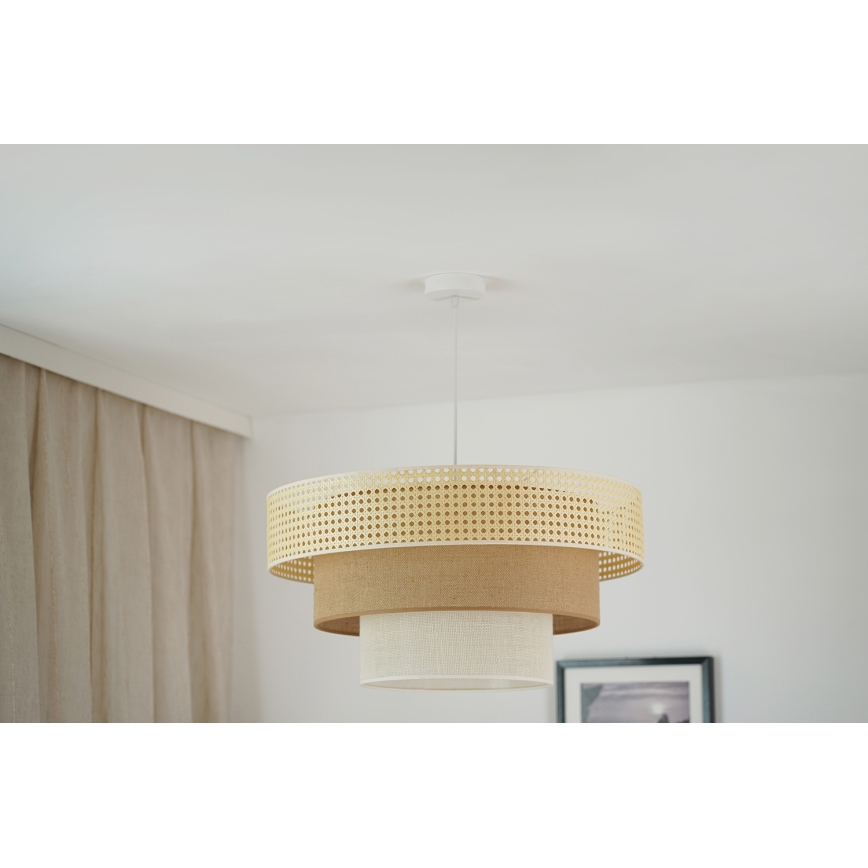 Brilagi - Lampadario a sospensione con filo CEDAR LUNETA 1xE27/15W/230V diametro 60 cm beige/marrone/color crema
