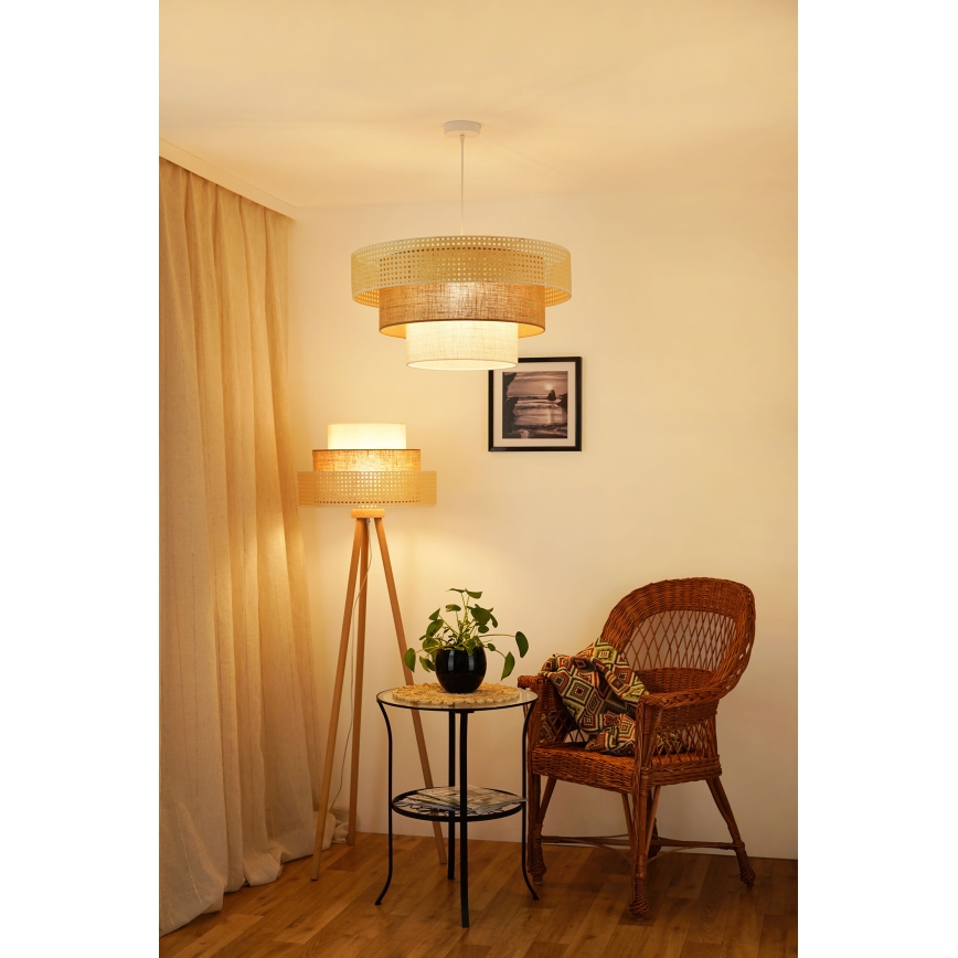 Brilagi - Lampadario a sospensione con filo CEDAR LUNETA 1xE27/15W/230V diametro 60 cm beige/marrone/color crema