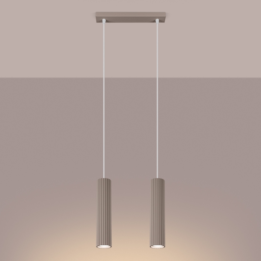 Brilagi - Lampadario a sospensione con filo CRESTO 2xGU10/10W/230V taupe