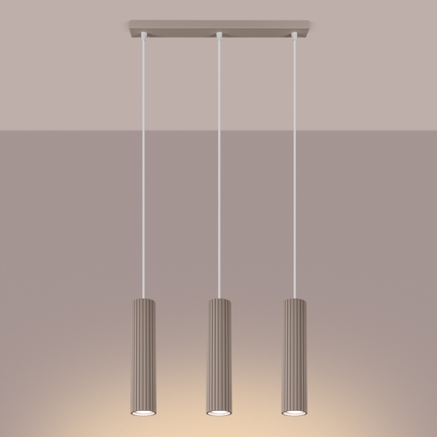 Brilagi - Lampadario a sospensione con filo CRESTO 3xGU10/10W/230V taupe