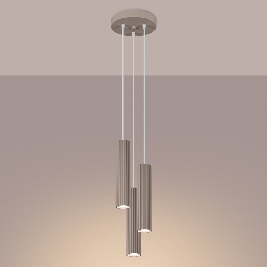 Brilagi - Lampadario a sospensione con filo CRESTO 3xGU10/10W/230V taupe