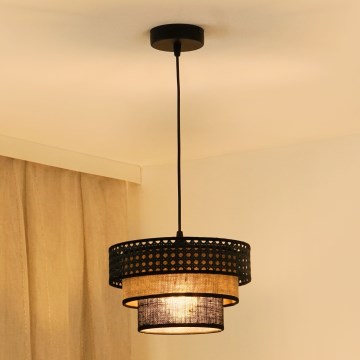 Brilagi - Lampadario a sospensione con filo DAKOTA LUNETA 1xE27/15W/230V diametro 25 cm nero/beige