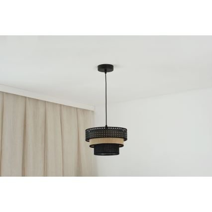 Brilagi - Lampadario a sospensione con filo DAKOTA LUNETA 1xE27/15W/230V diametro 25 cm nero/beige