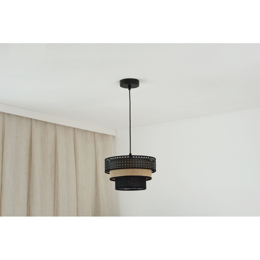Brilagi - Lampadario a sospensione con filo DAKOTA LUNETA 1xE27/15W/230V diametro 25 cm nero/beige