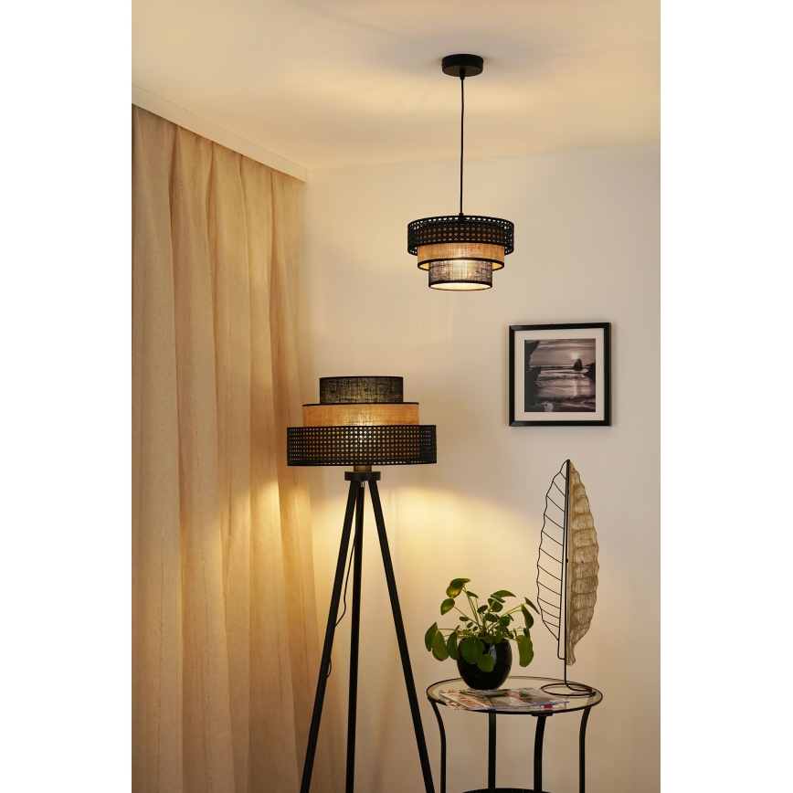 Brilagi - Lampadario a sospensione con filo DAKOTA LUNETA 1xE27/15W/230V diametro 25 cm nero/beige