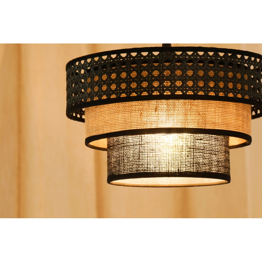 Brilagi - Lampadario a sospensione con filo DAKOTA LUNETA 1xE27/15W/230V diametro 25 cm nero/beige