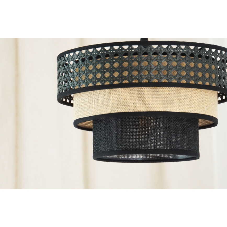 Brilagi - Lampadario a sospensione con filo DAKOTA LUNETA 1xE27/15W/230V diametro 25 cm nero/beige