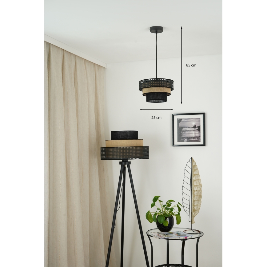 Brilagi - Lampadario a sospensione con filo DAKOTA LUNETA 1xE27/15W/230V diametro 25 cm nero/beige