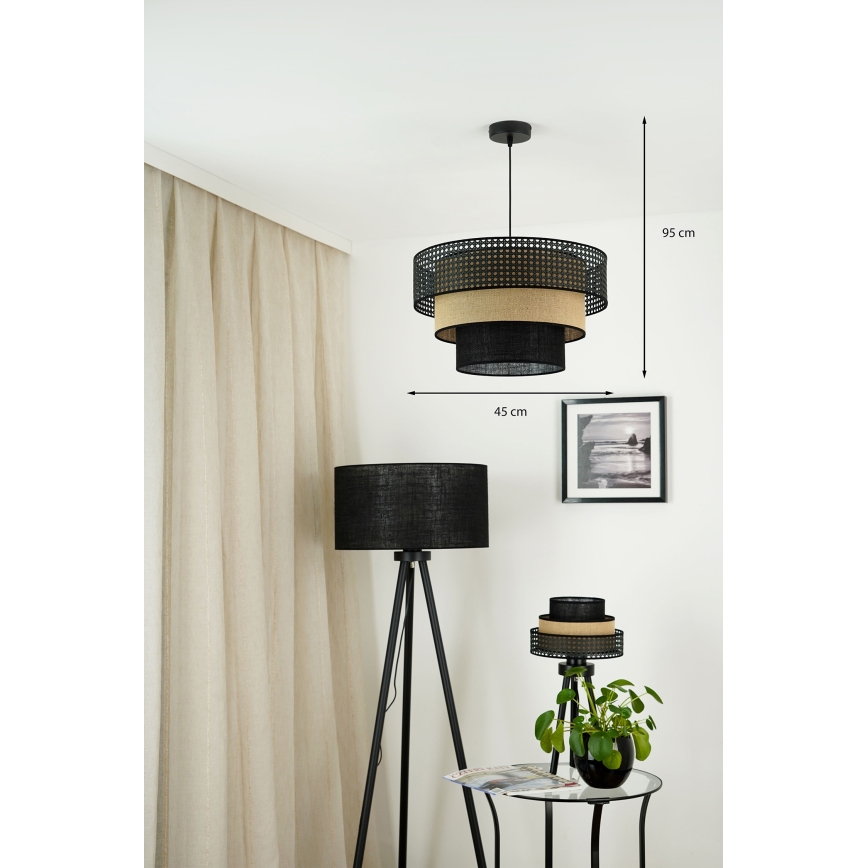 Brilagi - Lampadario a sospensione con filo DAKOTA LUNETA 1xE27/15W/230V diametro 45 cm nero/beige