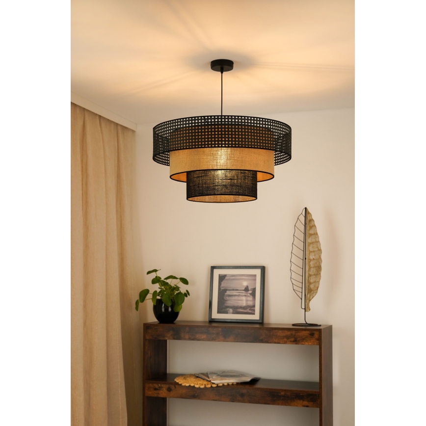 Brilagi - Lampadario a sospensione con filo DAKOTA LUNETA 1xE27/15W/230V diametro 60 cm nero/beige