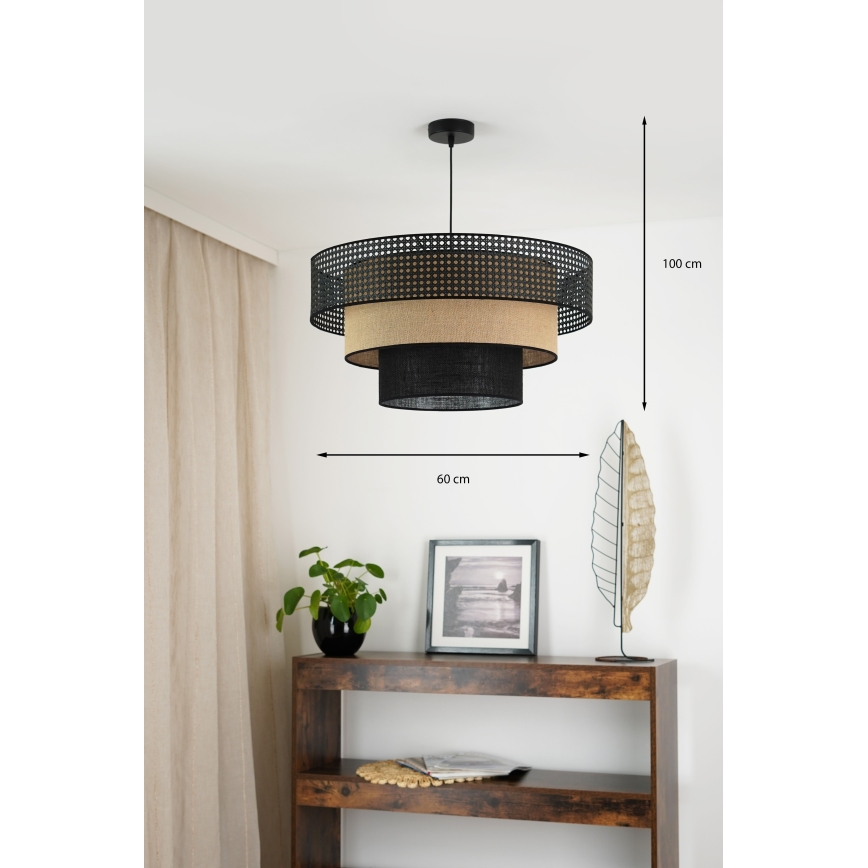 Brilagi - Lampadario a sospensione con filo DAKOTA LUNETA 1xE27/15W/230V diametro 60 cm nero/beige